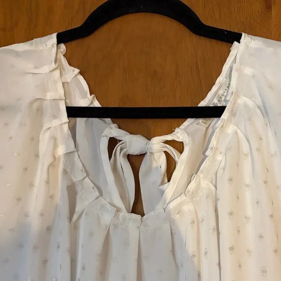 LC Lauren Conrad Pleated Scoop Neck Tie Back Blouse - Picture 3 of 6